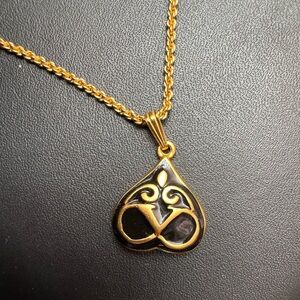 Valentino Garavani Gold and Black Pendant Necklace